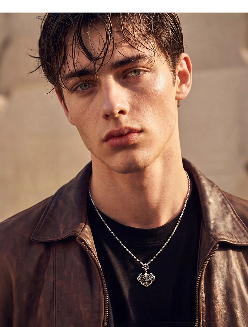 Peace Lock Sterling Silver Biker Pendant — product detail view 4