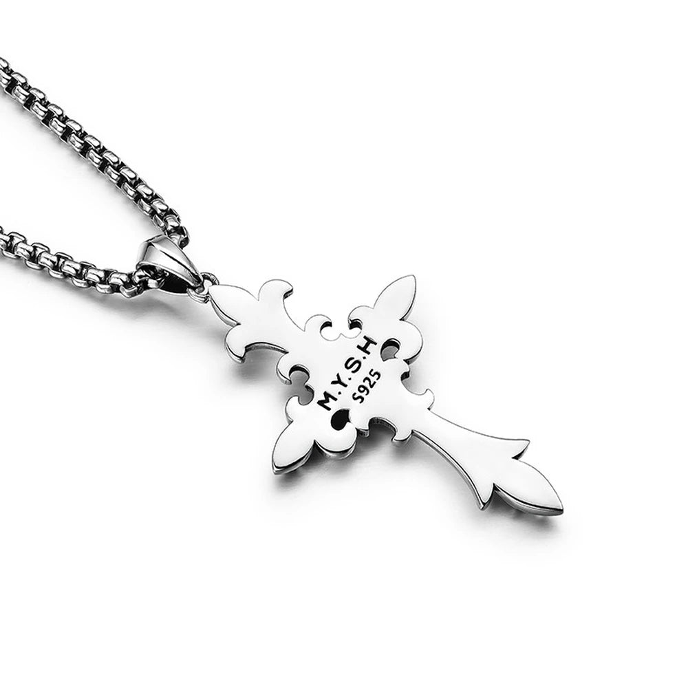 Royal Fleur Cross Sterling Silver Biker Pendant — product detail view 4