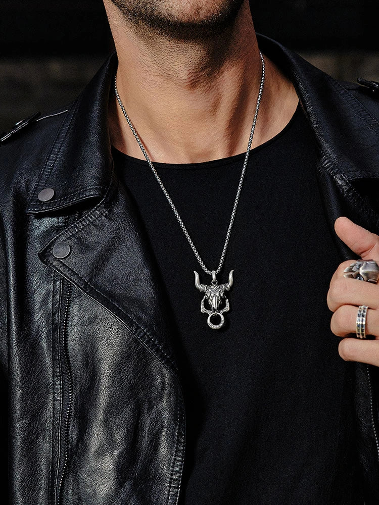 Yak Mantra Cloud Sterling Silver Biker Pendant — product detail view 4