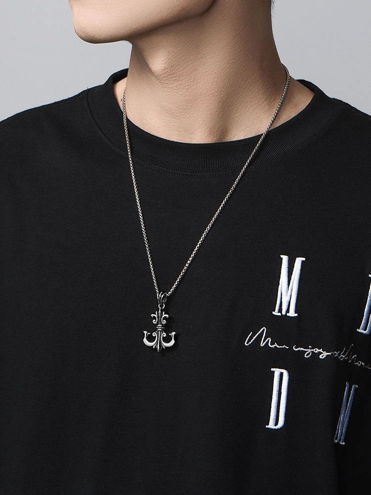 3D Anchor Sterling Silver Biker Pendant — product detail view 5