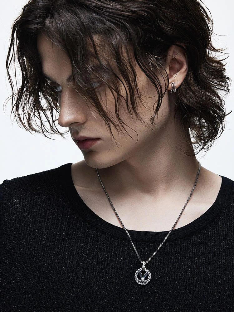 3D Zodiac Rabbit Sterling Silver Biker Pendant — product detail view 5