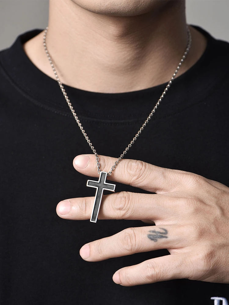 Black Cross Sterling Silver Biker Pendant — product detail view 5