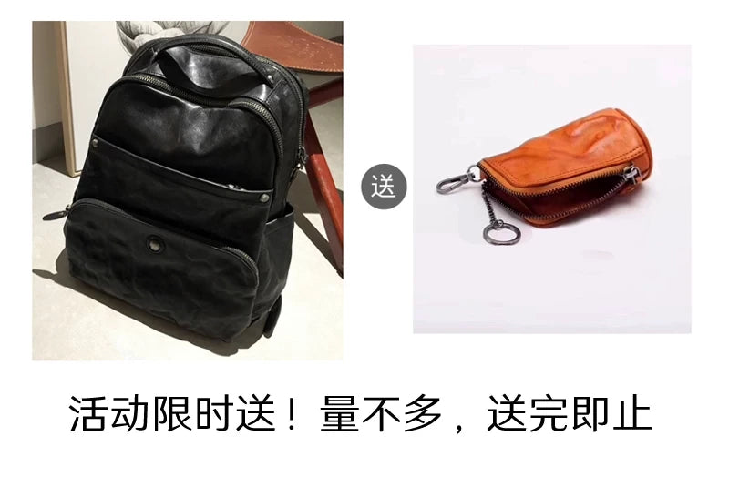 water-dyed vegetable-tanned leather backpack 5
