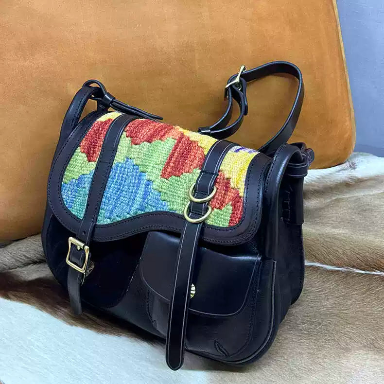 vintage suede leather saddle crossbody bag 5