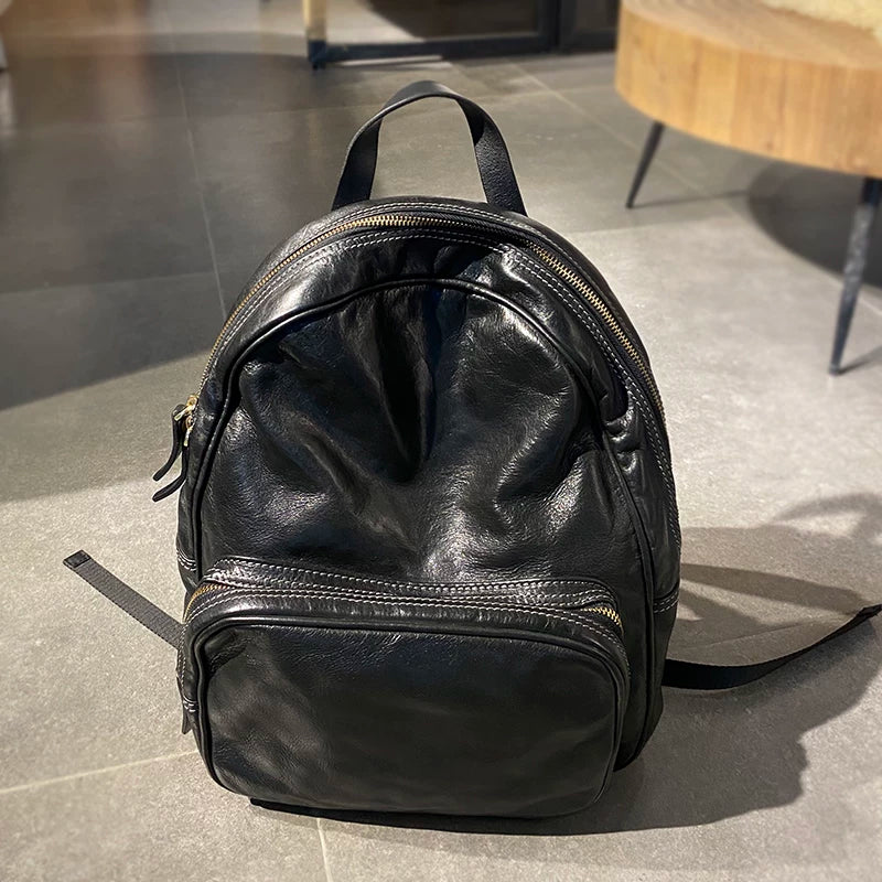 handcrafted distressed vegetable-tanned leather backpack 5