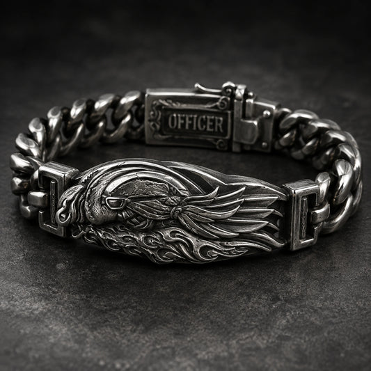 Warpigs MC Singapore officer bracelet with personalized metal identity section