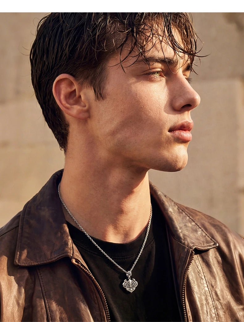 Peace Lock Sterling Silver Biker Pendant — product detail view 5