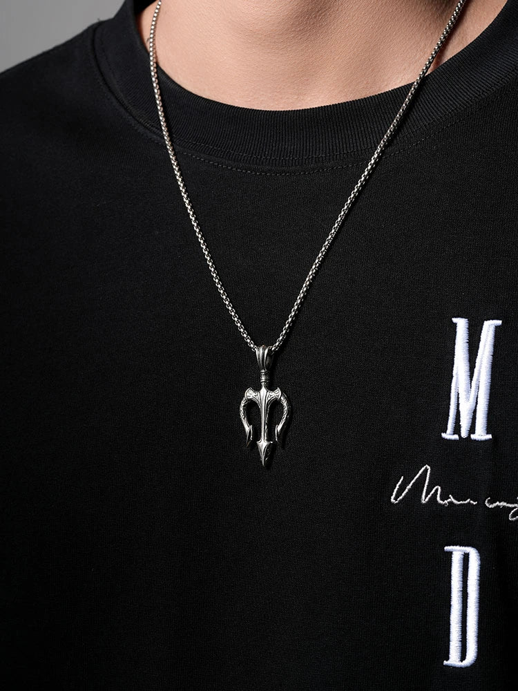 Trident Sterling Silver Biker Pendant — product detail view 5
