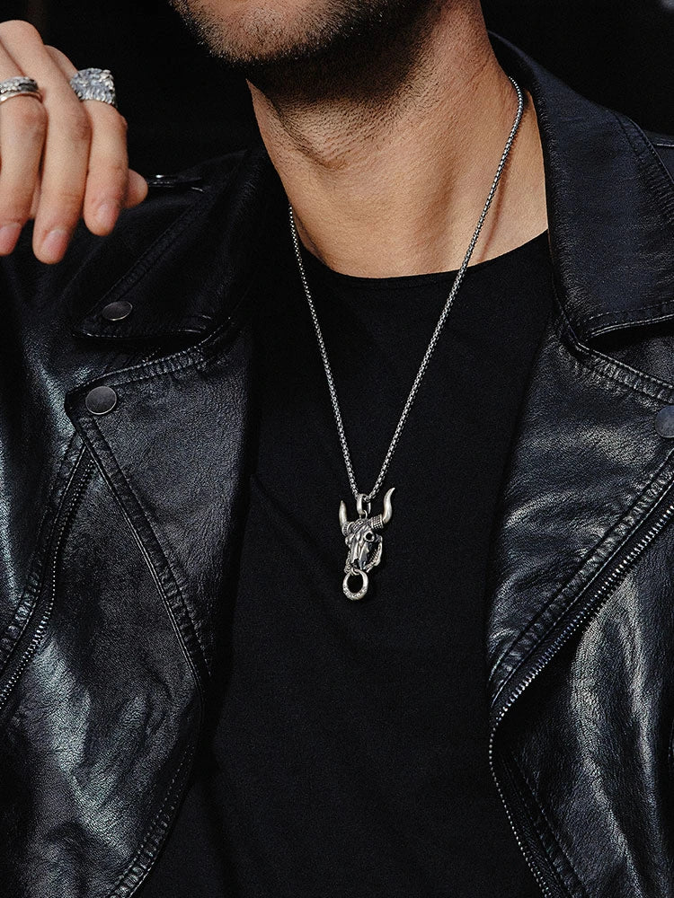 Yak Mantra Cloud Sterling Silver Biker Pendant — product detail view 5