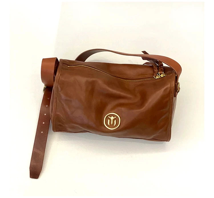 vintage cowhide shoulder crossbody bag 6