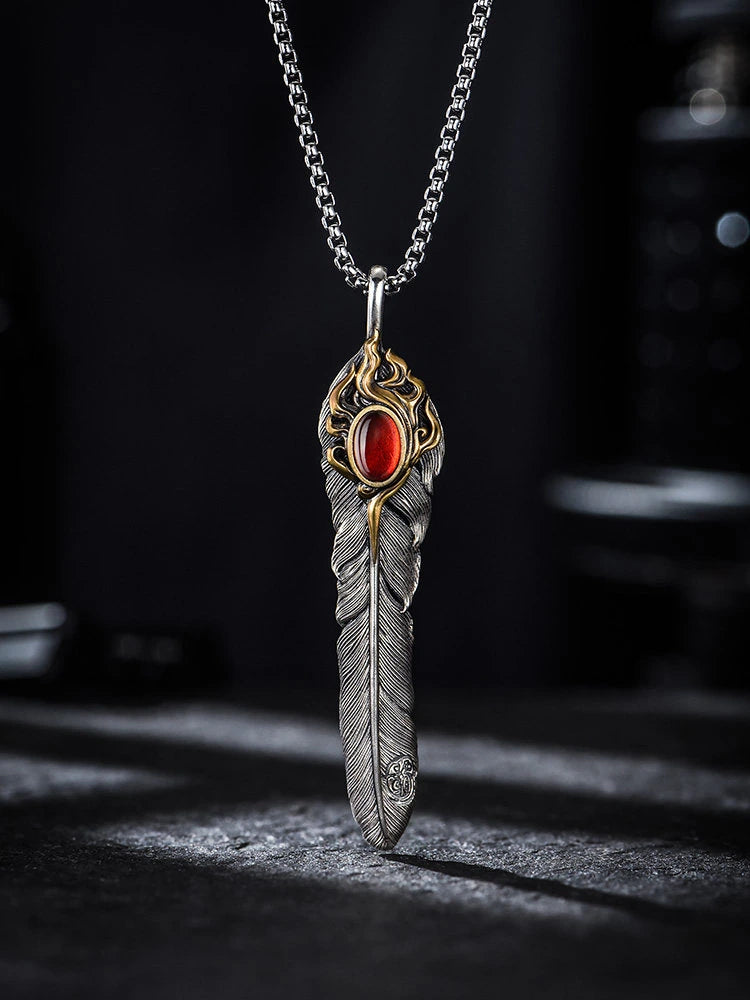 Phoenix Feather Sterling Silver Biker Pendant — product detail view 6