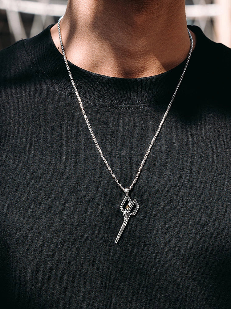Scrollwork Scissors Sterling Silver Biker Pendant — product detail view 6