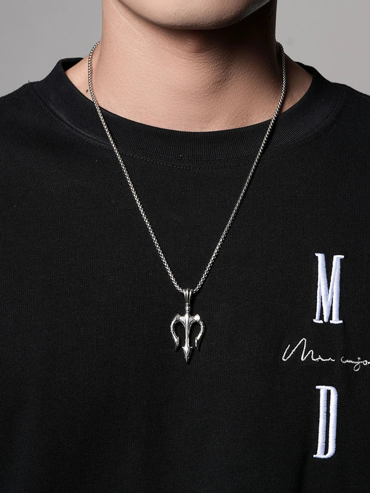 Trident Sterling Silver Biker Pendant — product detail view 6