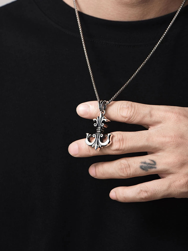 3D Anchor Sterling Silver Biker Pendant — product detail view 7