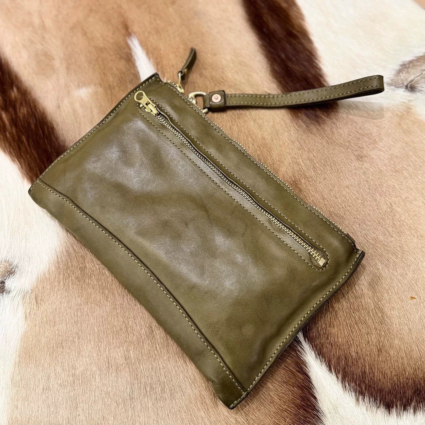 distressed leather clutch & phone pouch 7