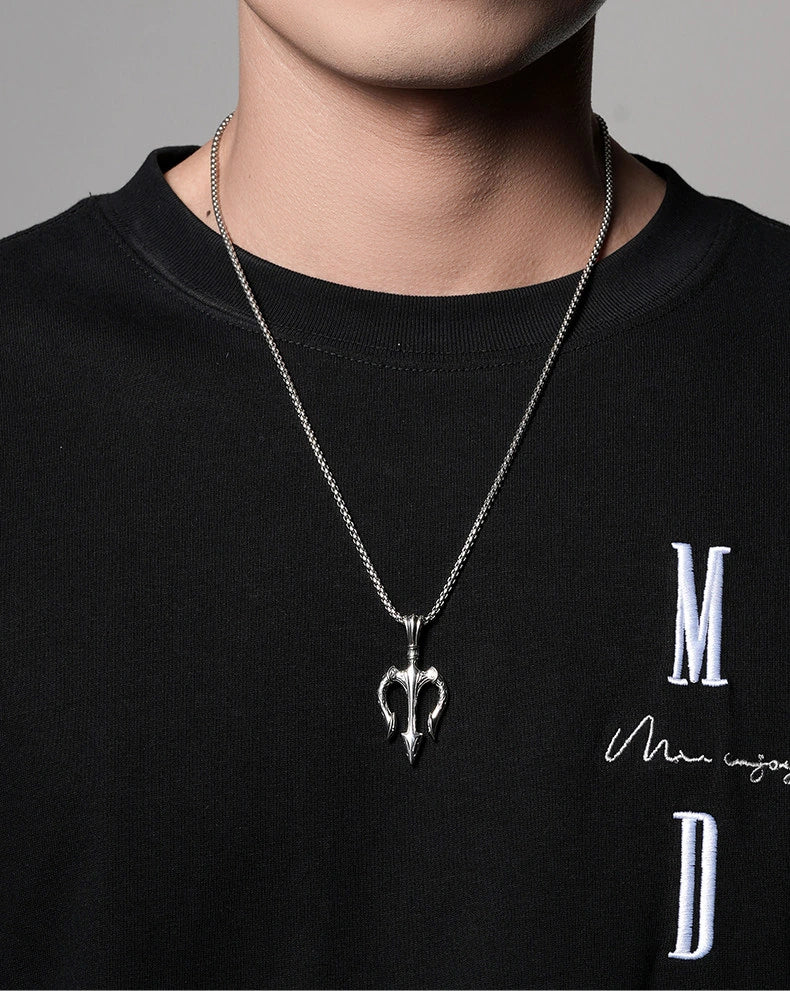 Trident Sterling Silver Biker Pendant — product detail view 7
