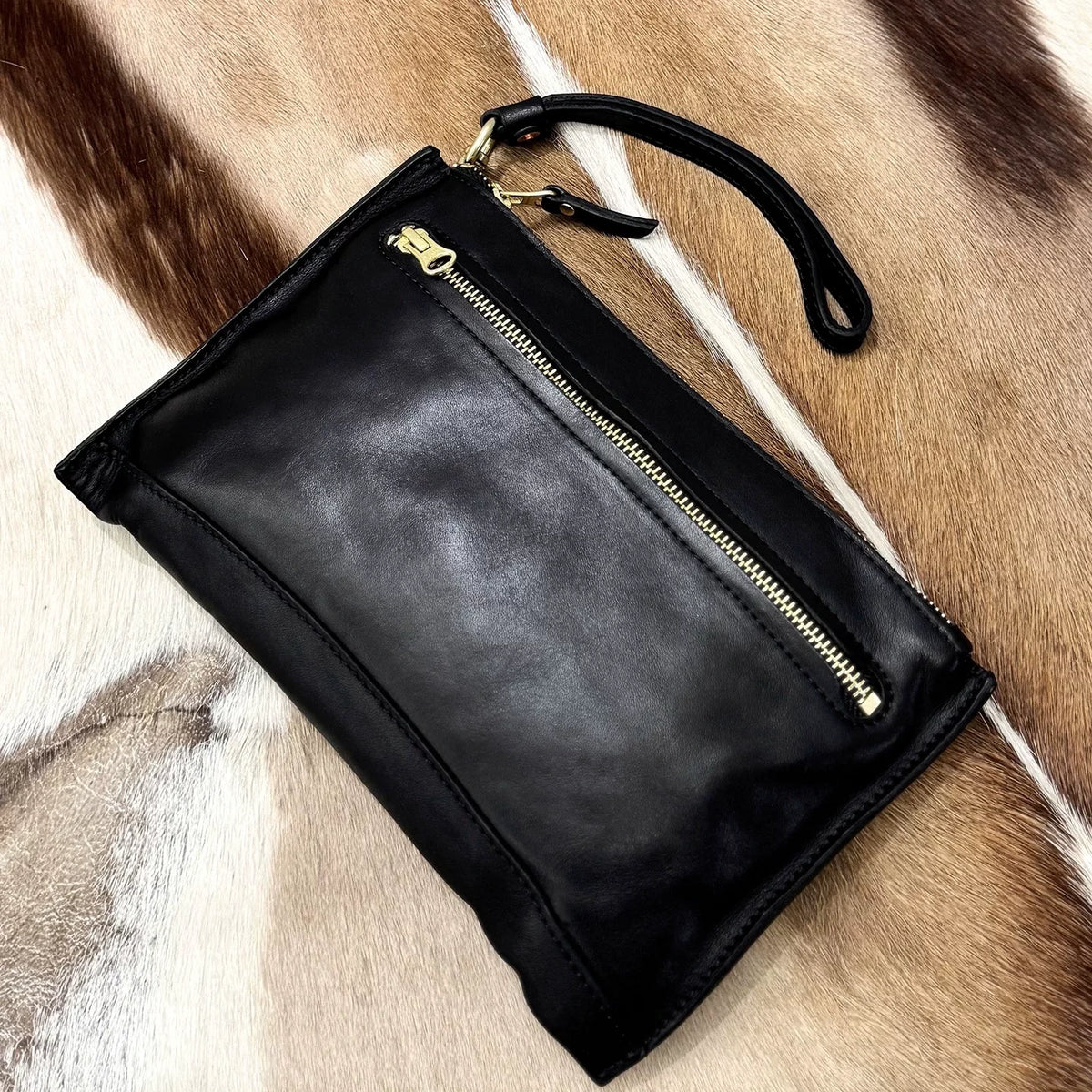 distressed leather clutch & phone pouch 8
