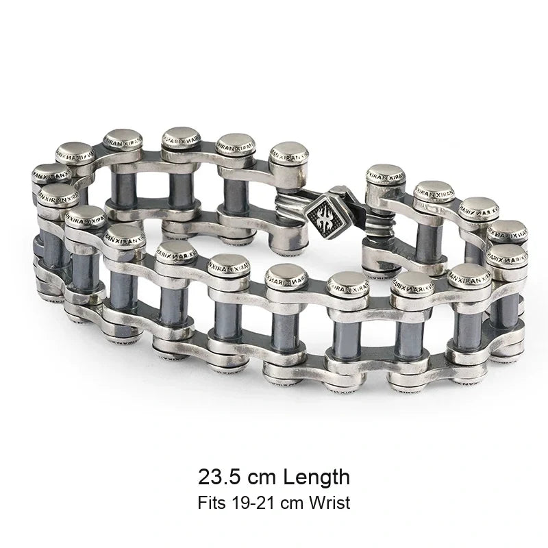 925 sterling silver biker bracelet size guide in English