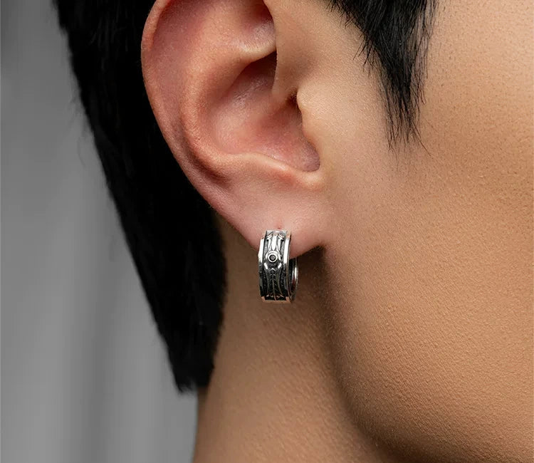Sterling Silver Horse Bridle Hoop Earrings for Bikers - view 1
