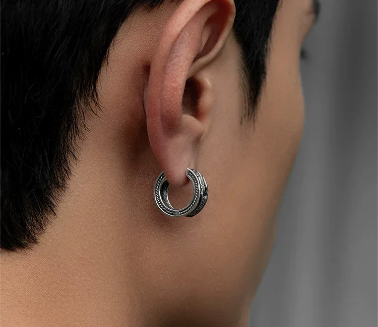 Sterling Silver Horse Bridle Hoop Earrings for Bikers - view 3