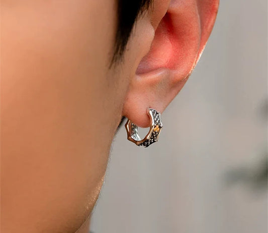 Sterling Silver Dragon Scale Drop Earrings for Bikers - view 1