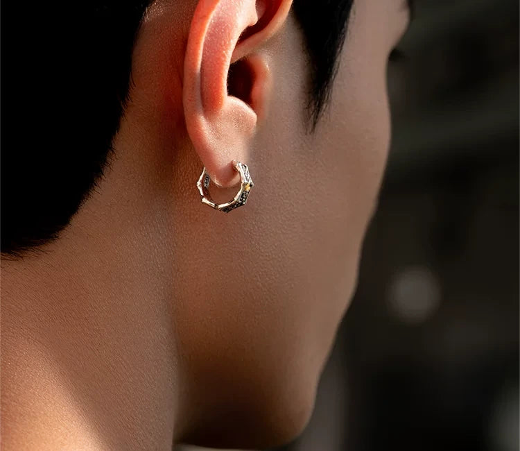 Sterling Silver Dragon Scale Drop Earrings for Bikers - view 2