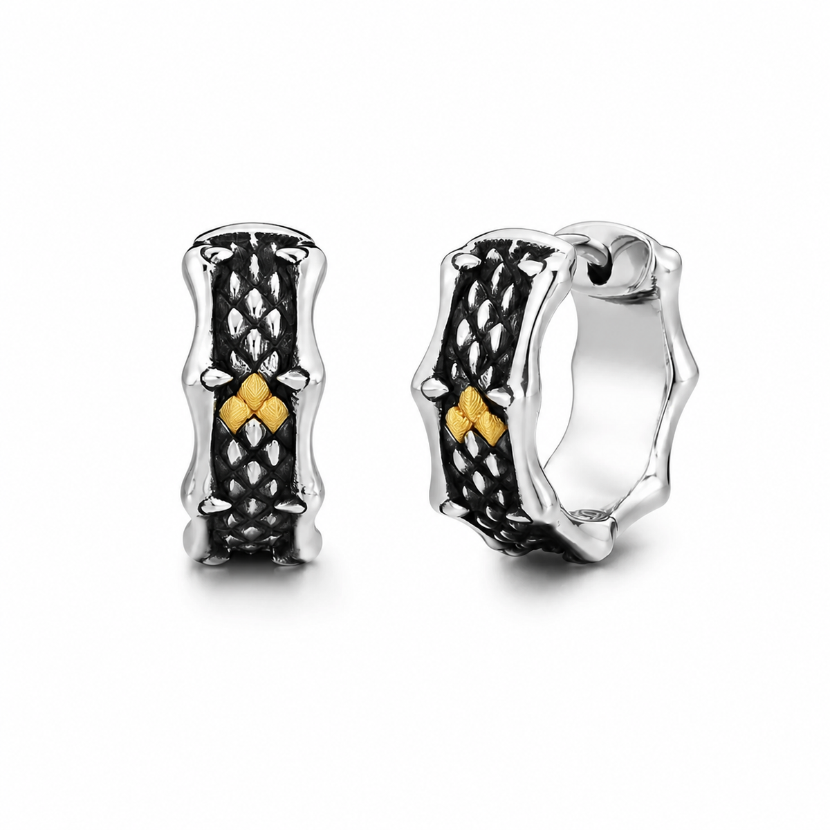 Sterling Silver Dragon Scale Drop Earrings for Bikers - product-only front view