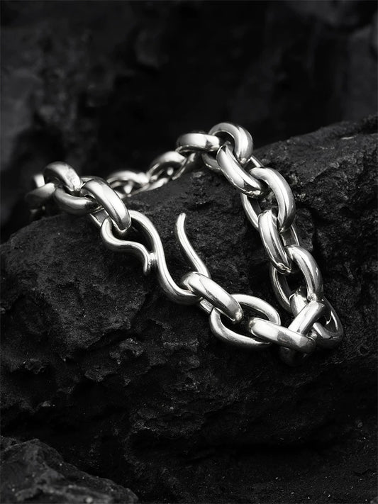 Heavy Round Link 925 Sterling Silver Biker Bracelet product view 2