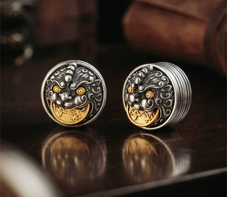 Sterling Silver Pixiu Clip-On Earrings for Bikers - view 2