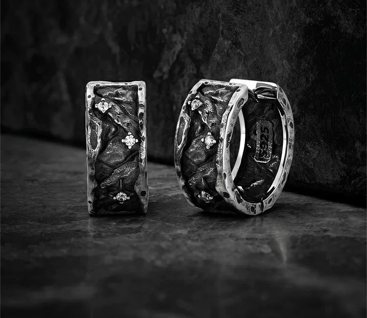 Sterling Silver Biker Hoop Earrings for Bikers - view 2