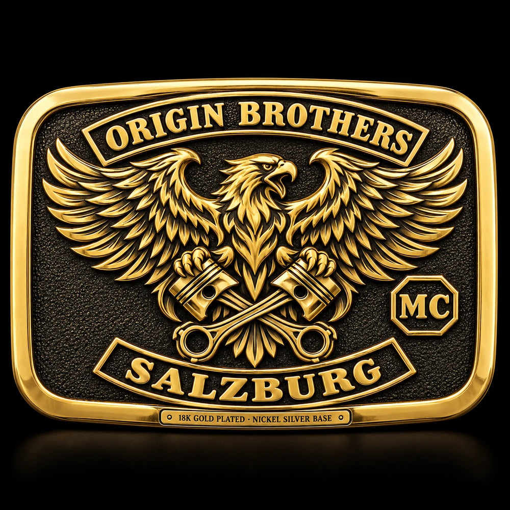 18K Gold Plated custom motorcycle club belt buckle