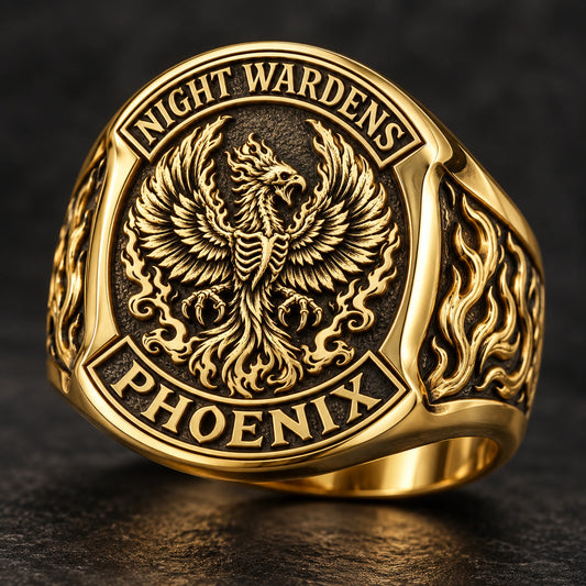 18K Gold-Plated designed from an authorized motorcycle club emblem in 18K Gold-Plated natural metal tones.