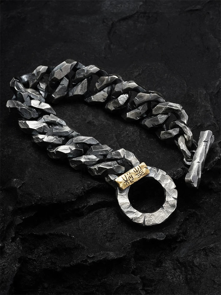 20mm engraved sterling silver cuban link bracelet product view 1