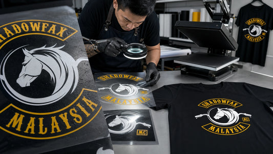 High-detail multicolor Shadowfax MC Malaysia printing on a motorcycle club short-sleeve T-shirt.