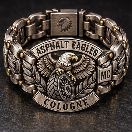 Asphalt Eagles Cologne bracelet with a directional brushed satin finish