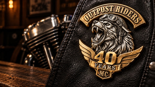 Custom turn club history into a badge made for the members who carried it forward. rendered as a logo-derived white copper and 18k gold anniversary badge.