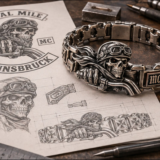 Final Mile Innsbruck club artwork translated into a coherent custom bracelet design
