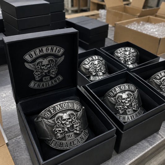 Demonio MC Thailand finished bracelets prepared for worldwide shipping