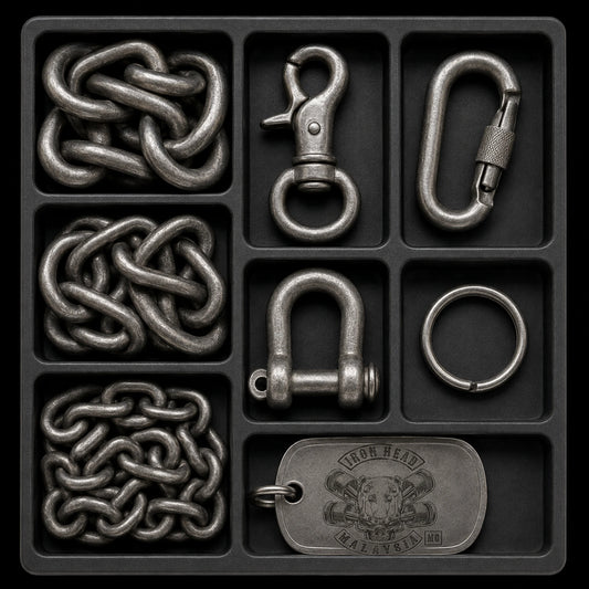 Chain style, finish, width, length and hardware selection featuring an authorized motorcycle club logo.