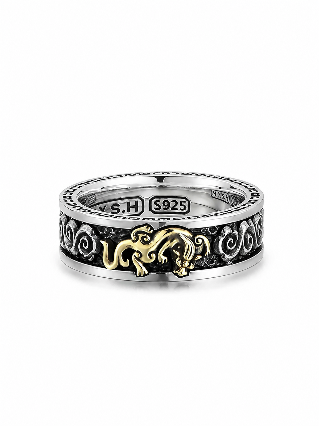 3D Pixiu Sterling Silver Biker Ring - product view