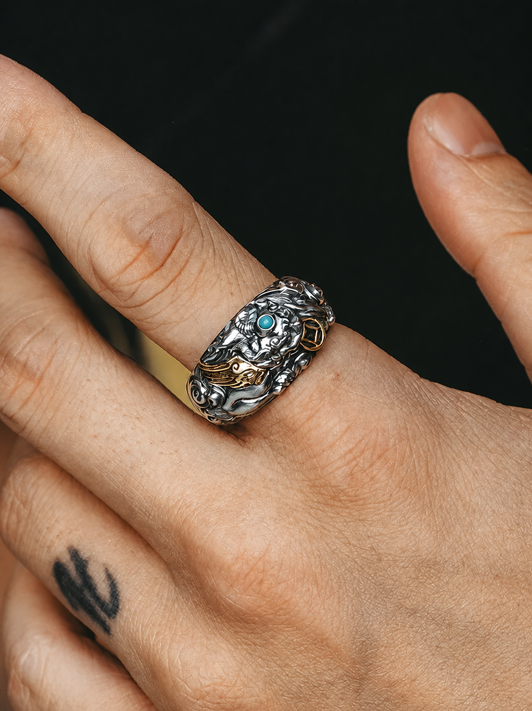 3D Pixiu Sterling Silver Statement Ring - product view 5