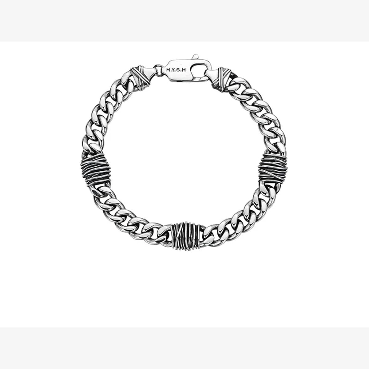 3D Thorn Sterling Silver Cuban Link Biker Bracelet – product view