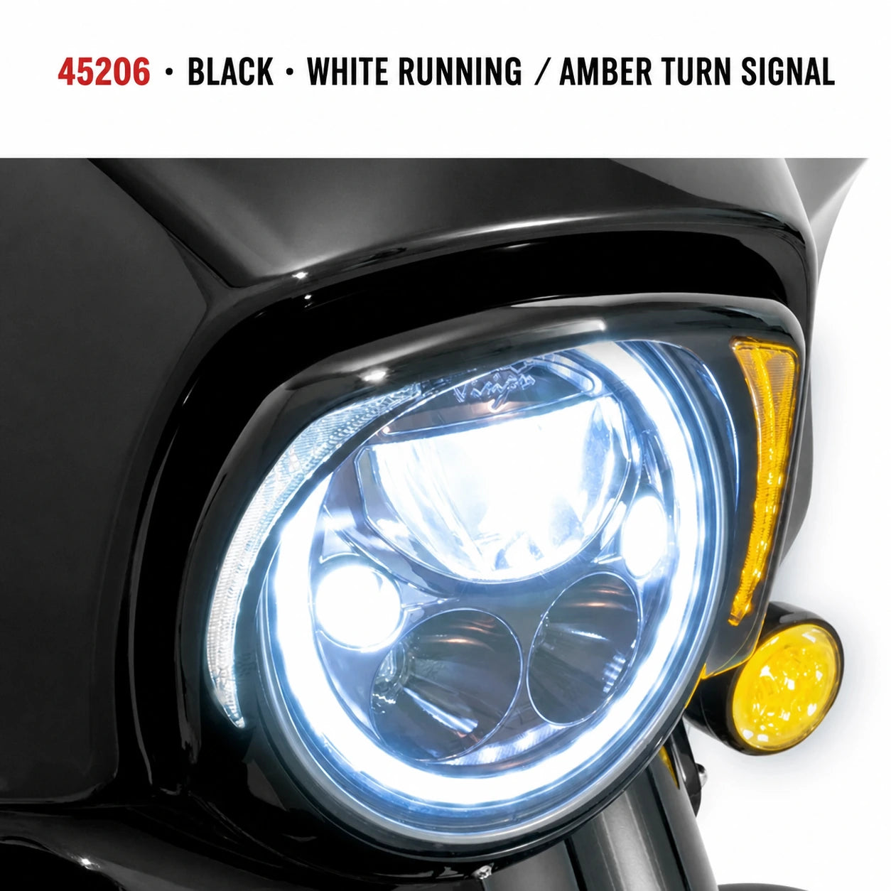 45206 black LED headlight trim with white running and amber turn signals