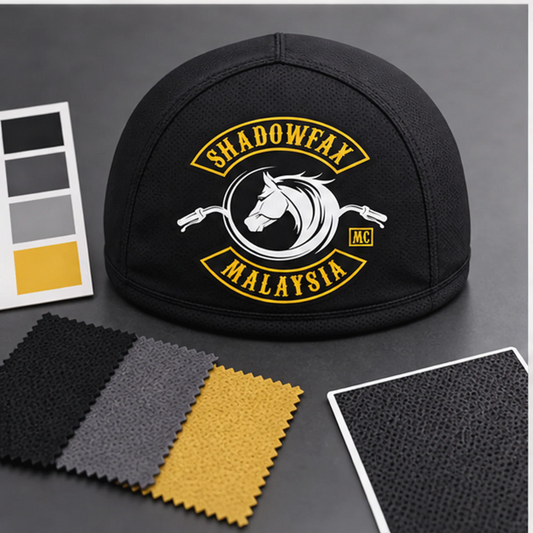 STEP 3 — CONFIRM THE DESIGN custom motorcycle club skull cap with an approved full-coverage club design.