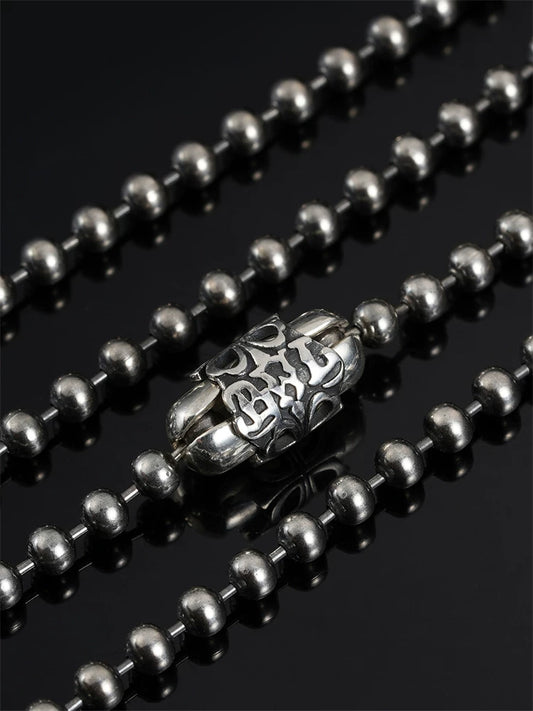4mm ball link sterling silver biker necklace view 1