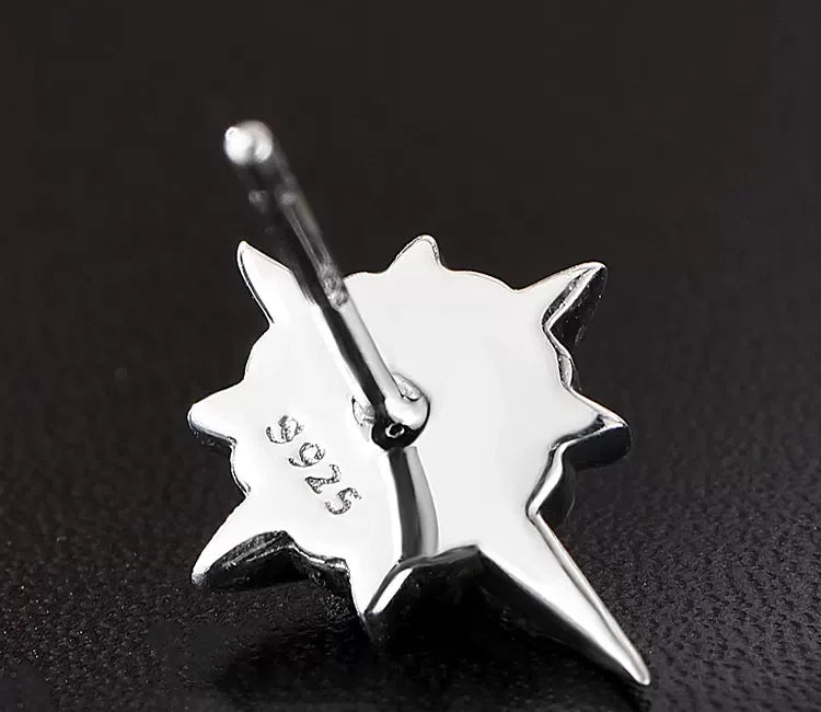 Sterling Silver North Star Stud Earrings for Bikers - view 2