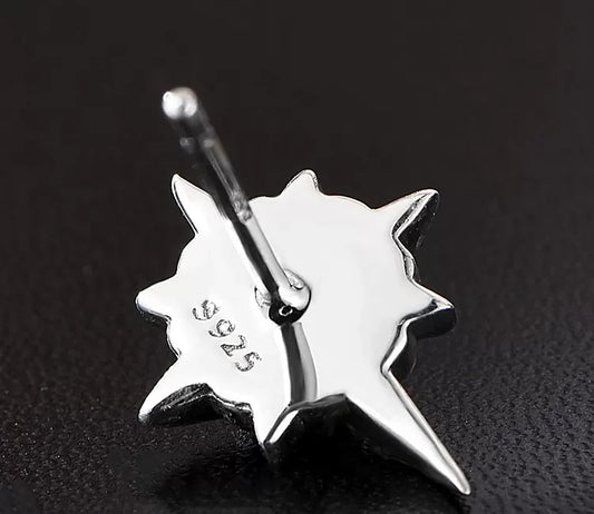 Sterling Silver North Star Stud Earrings for Bikers - view 2