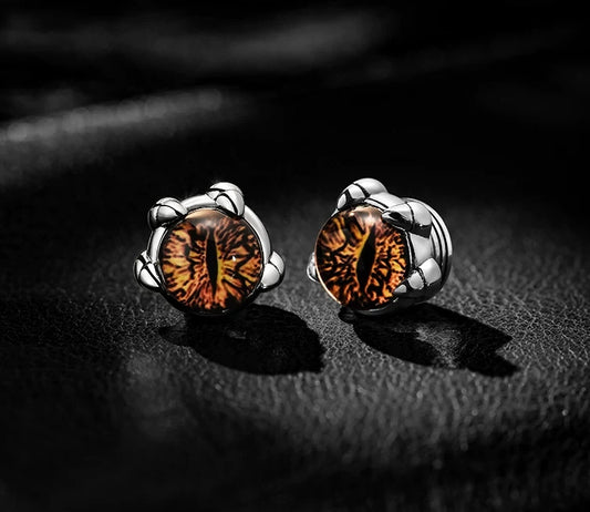 Sterling Silver Demon Eye Stud Earrings for Bikers - view 1