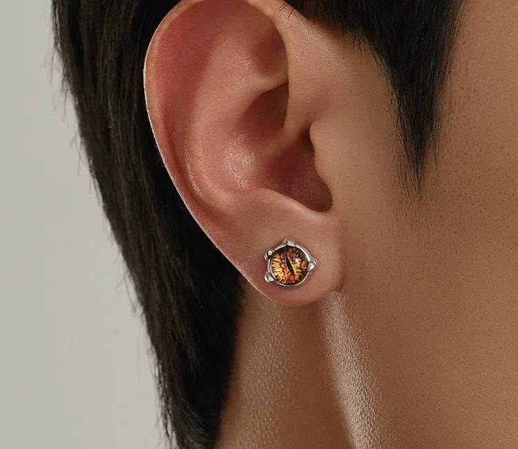Sterling Silver Demon Eye Stud Earrings for Bikers - view 3