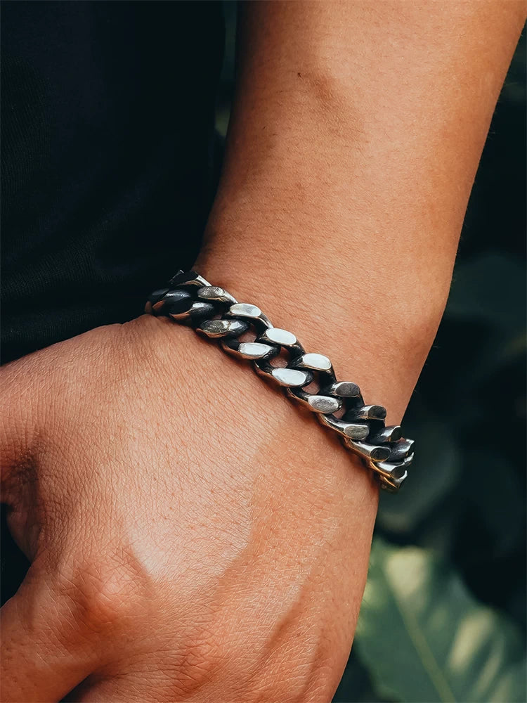 Heavy Cuban Link 925 Sterling Silver Biker Bracelet product view 2